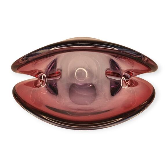 MCM Vintage Murano Seguso Dalla Venezia Purple Glass Clamshell Trinket MINT Cond - Picture 2 of 9